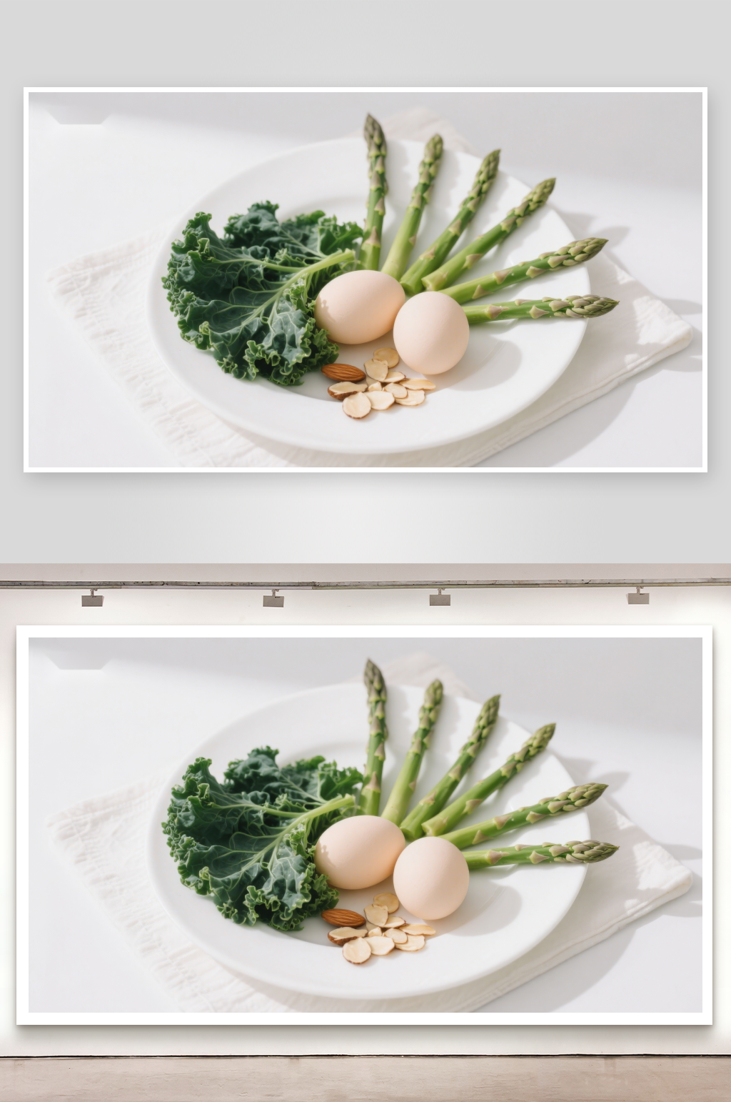 盘中新鲜蔬菜与鸡蛋素材