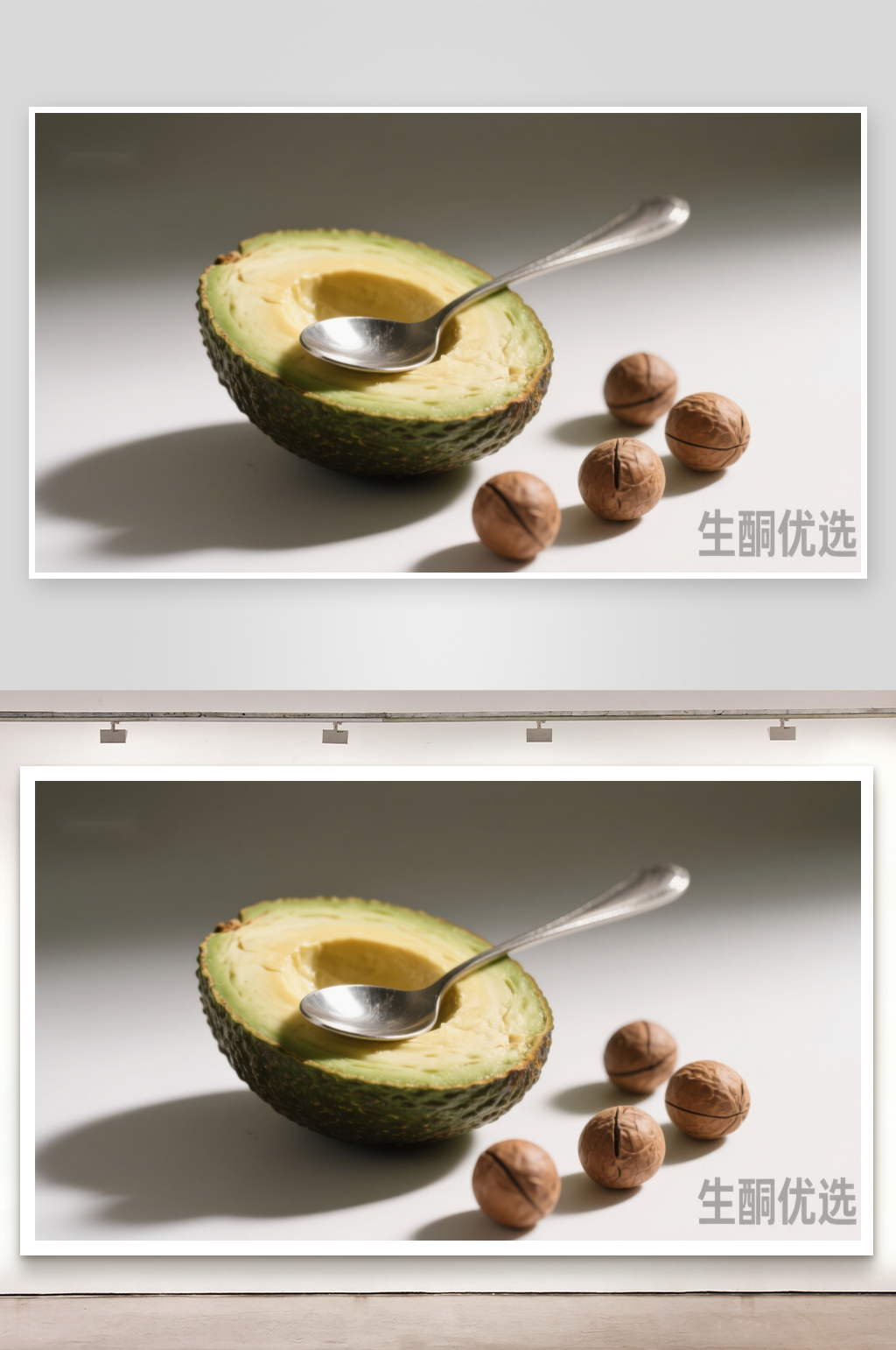 牛油果与核桃的健康搭配素材