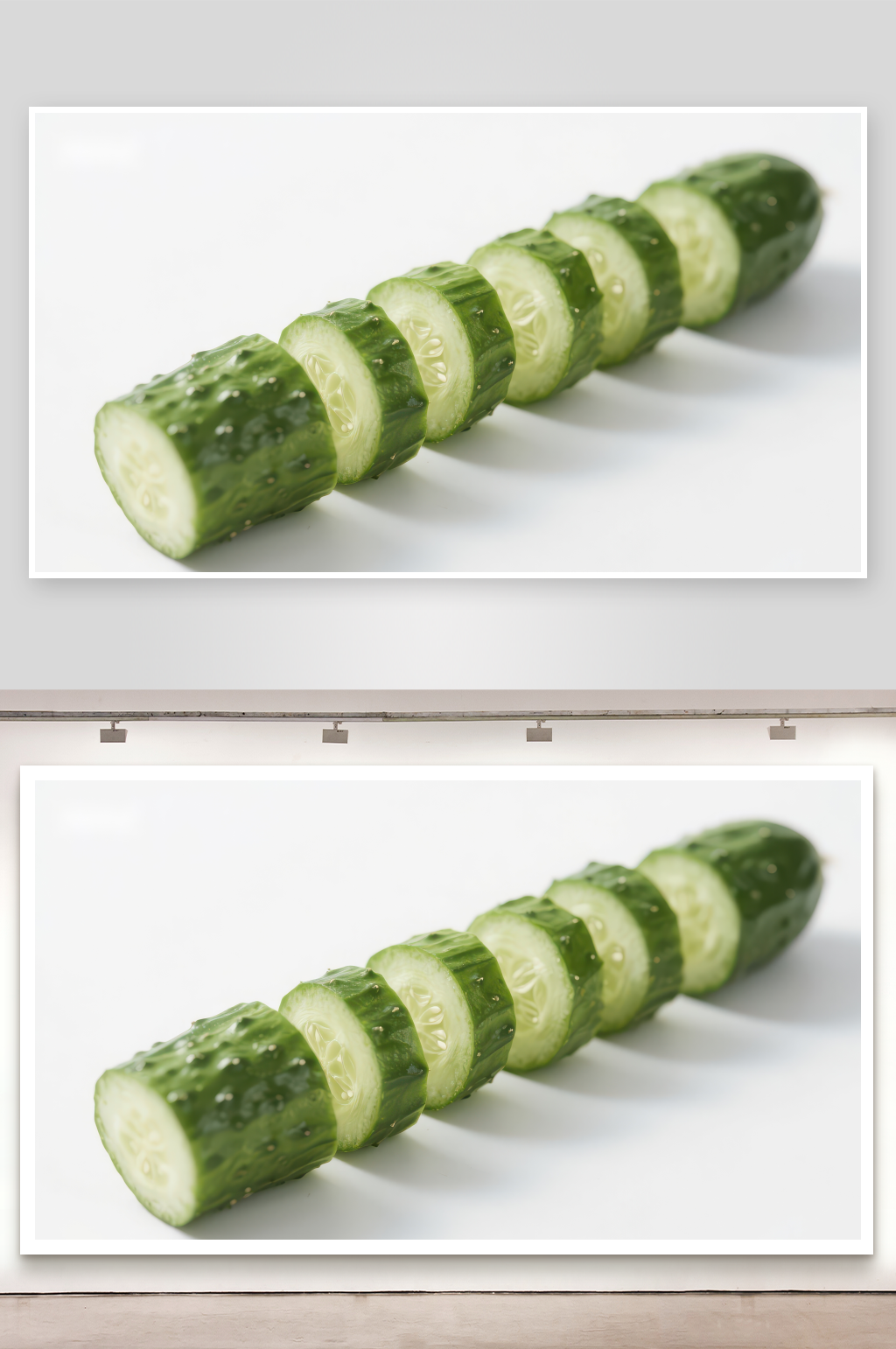 新鲜黄瓜切片排列素材