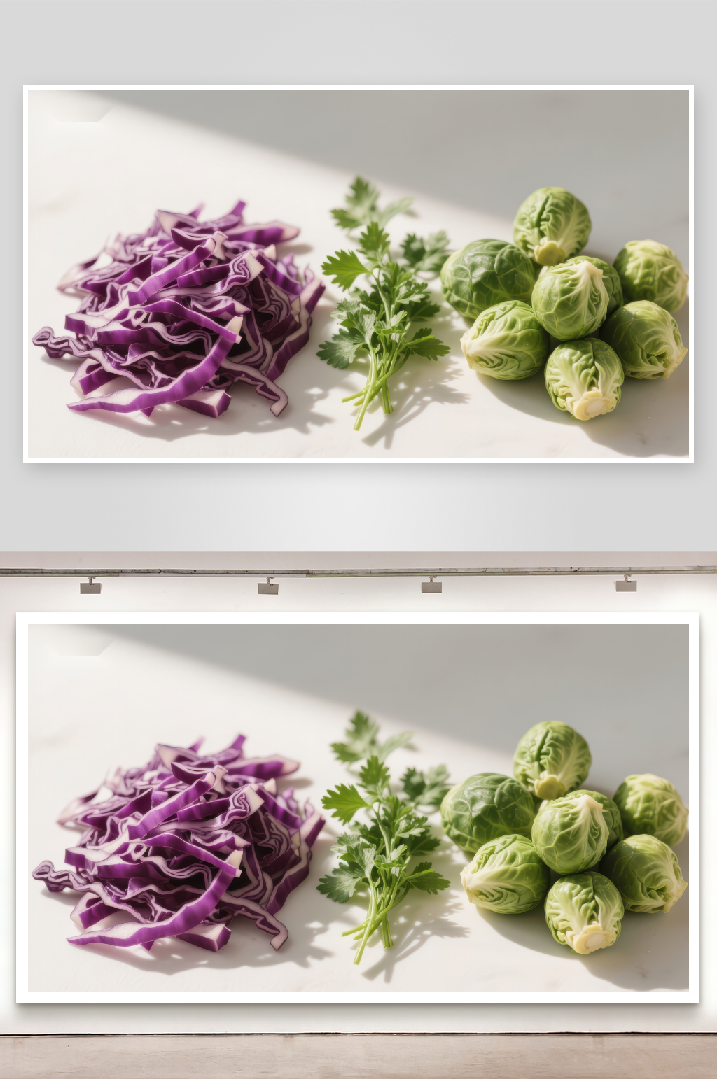 新鲜蔬菜组合紫甘蓝西兰花和香菜素材
