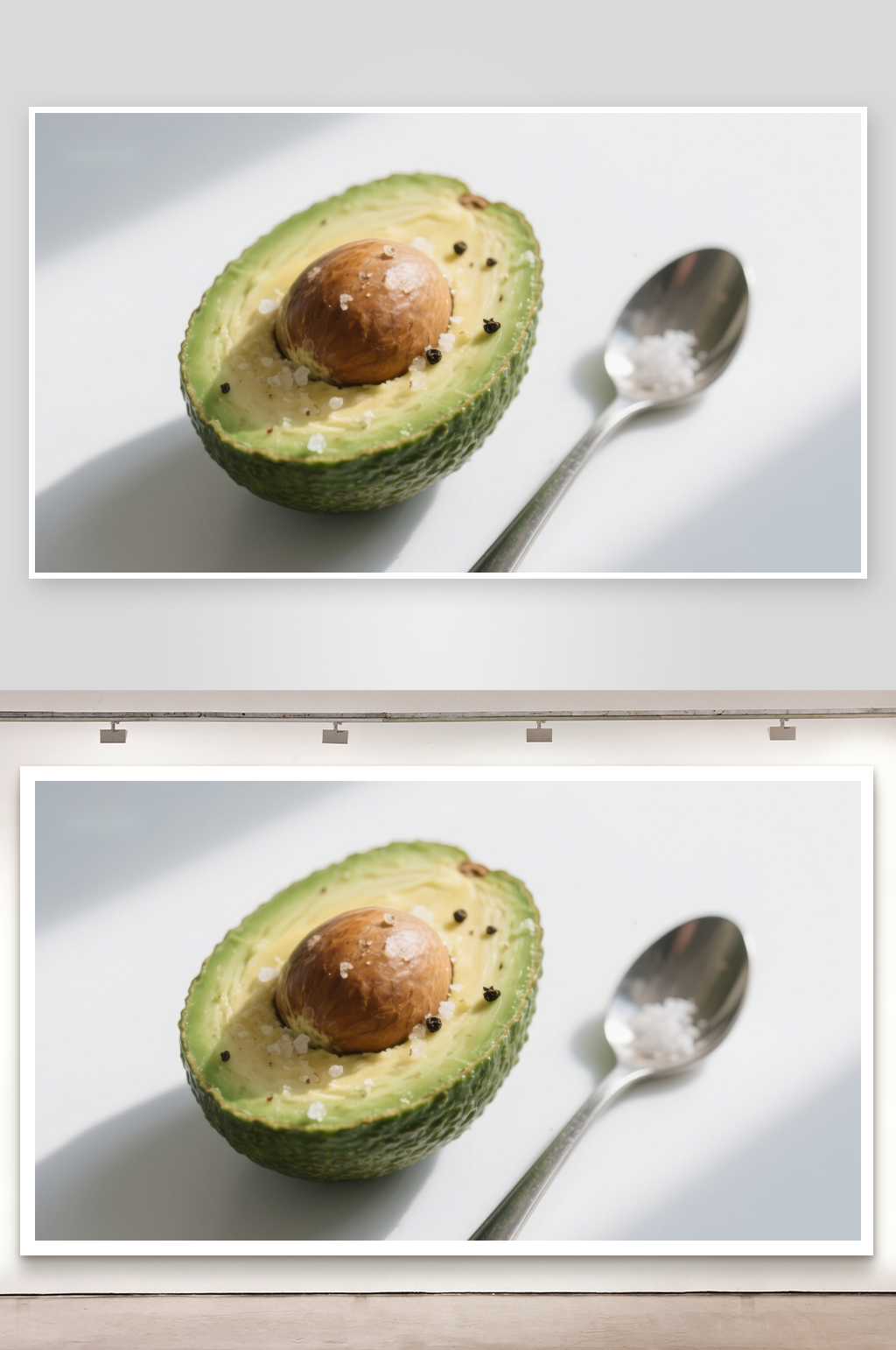 撒盐牛油果半颗与勺子素材