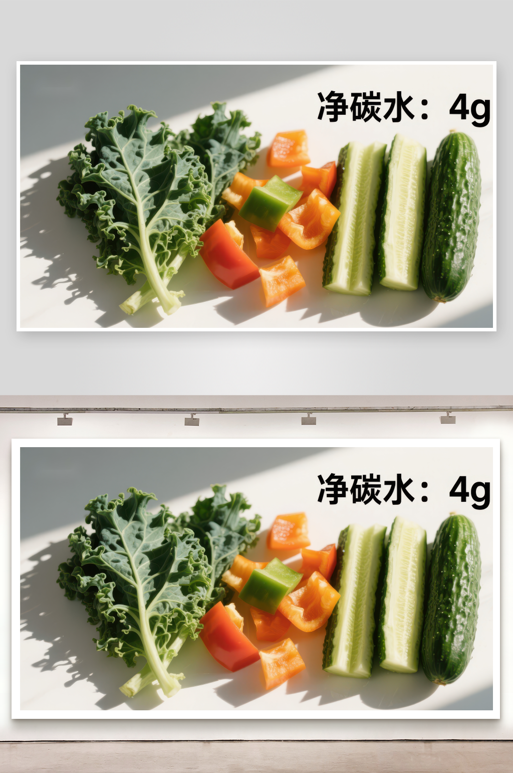 新鲜蔬菜切片搭配净碳水标注素材