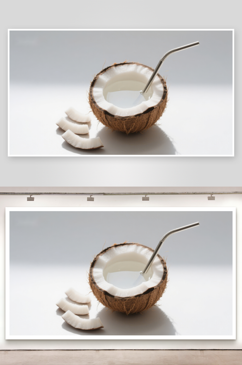 椰子配金属吸管清新自然素材