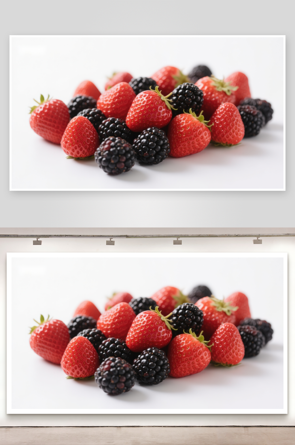 新鲜草莓与黑莓的组合素材