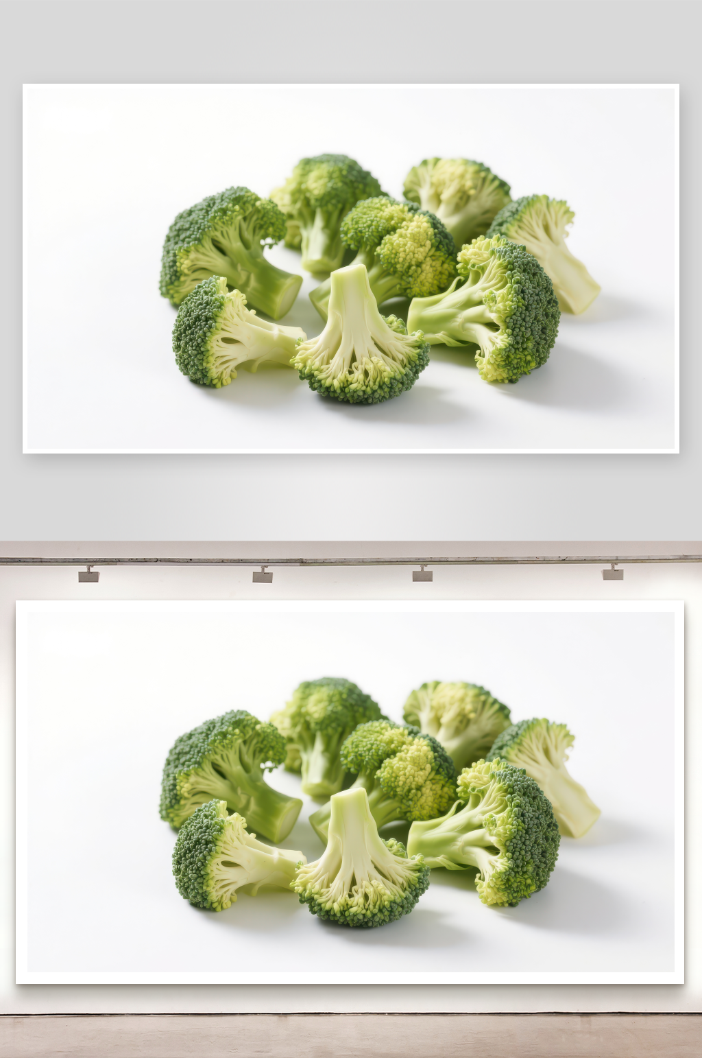 新鲜绿色西兰花排列素材
