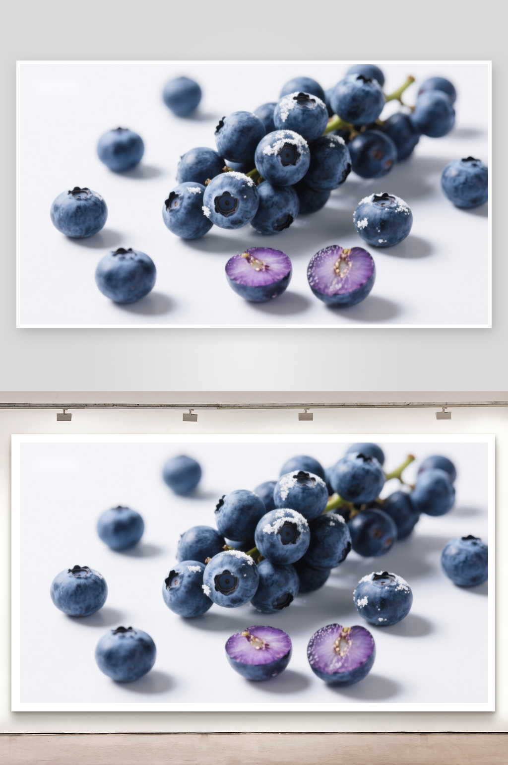 新鲜蓝莓特写展示其多汁与色泽素材