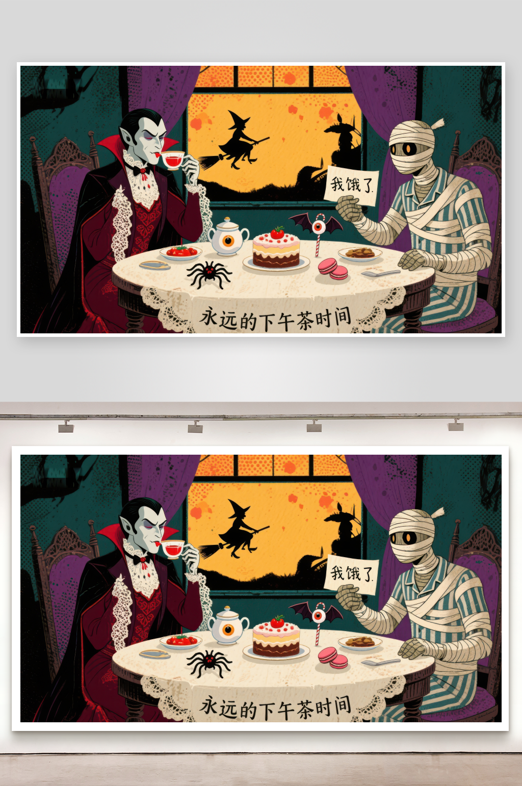 吸血鬼与木乃伊的下午茶时光素材