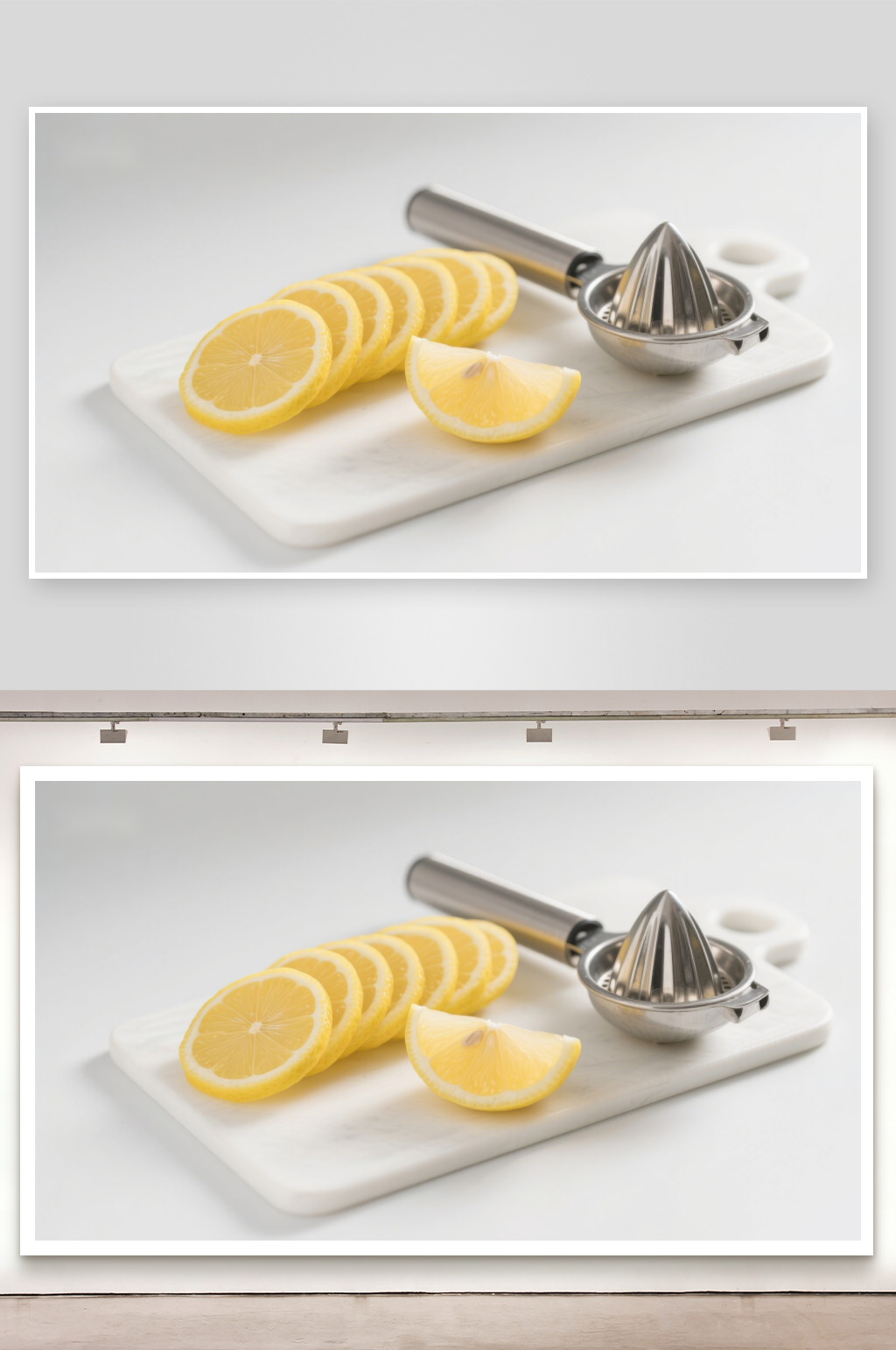 柠檬切片与手动榨汁器素材