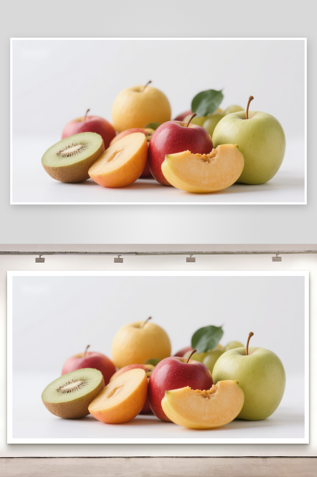 新鲜水果组合苹果猕猴桃与桃子素材