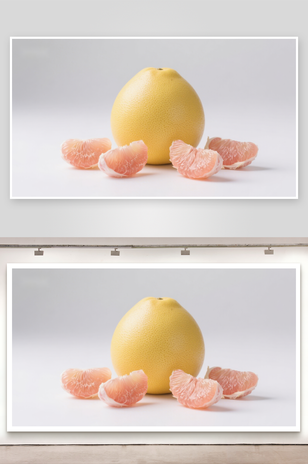 新鲜柚子与果肉特写素材