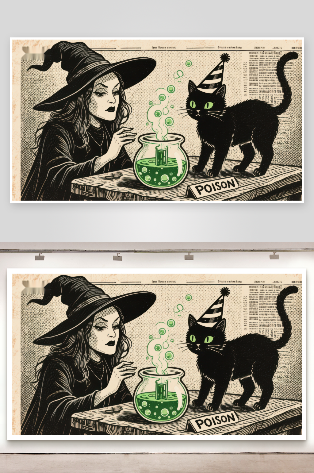 女巫与黑猫共制毒药素材