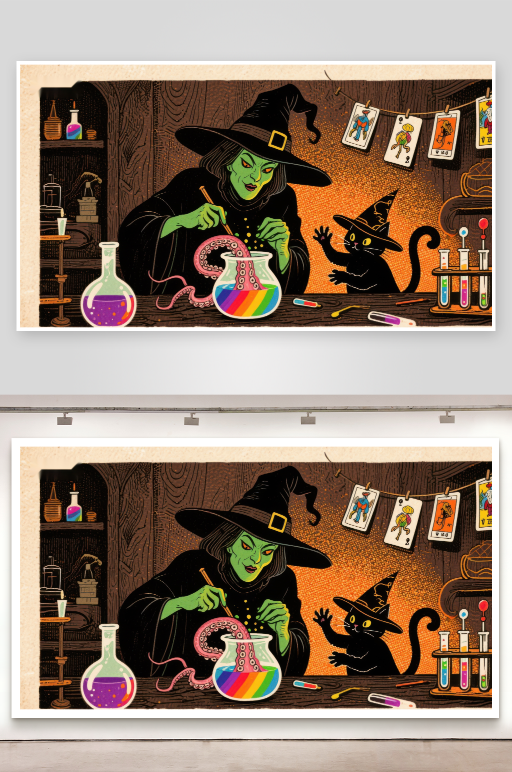 女巫与黑猫的魔法实验素材
