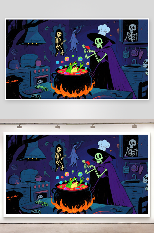 幽灵厨师在魔法厨房烹饪-众图网