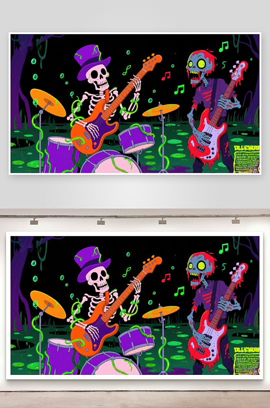 骷髅乐队森林演奏-众图网