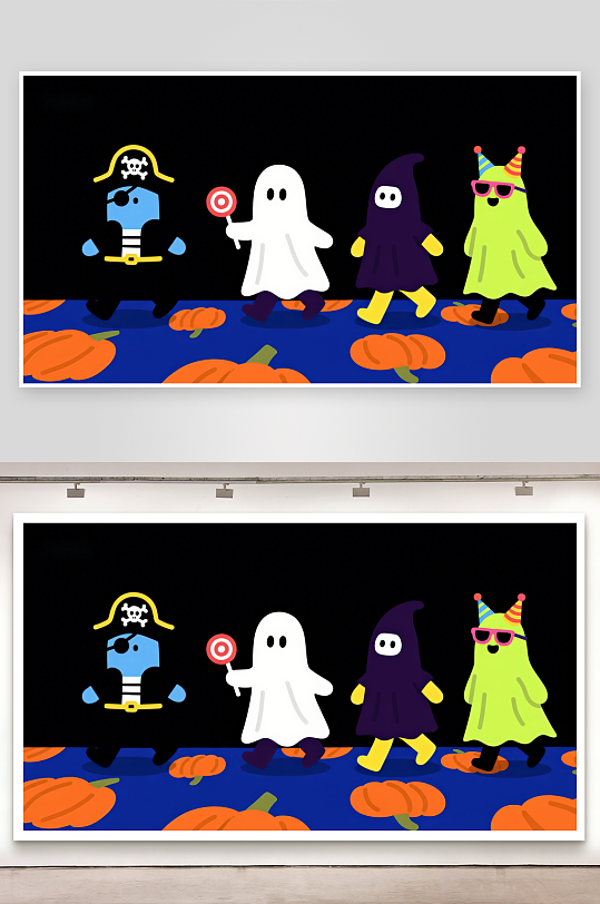 万圣节卡通角色游行-众图网