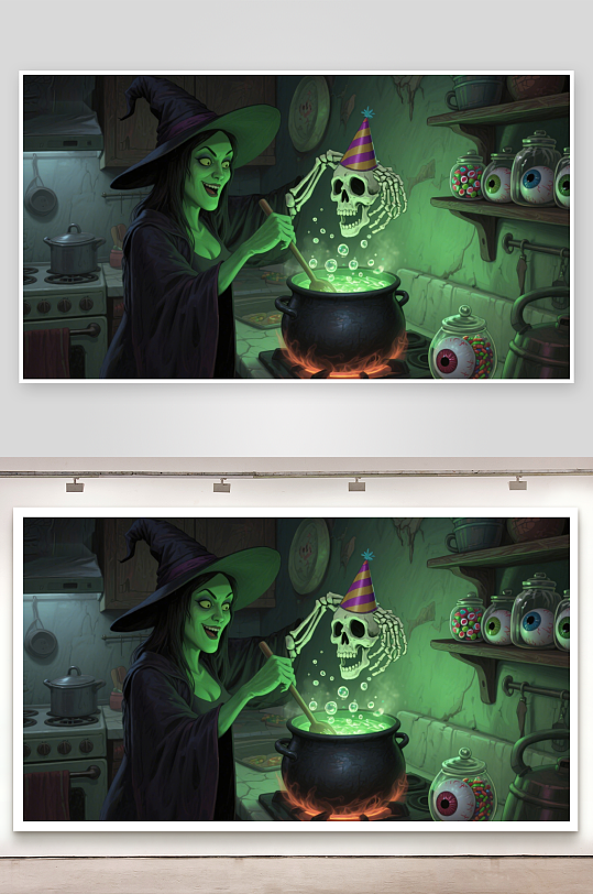 女巫厨房施魔法骷髅头戴派对帽-众图网