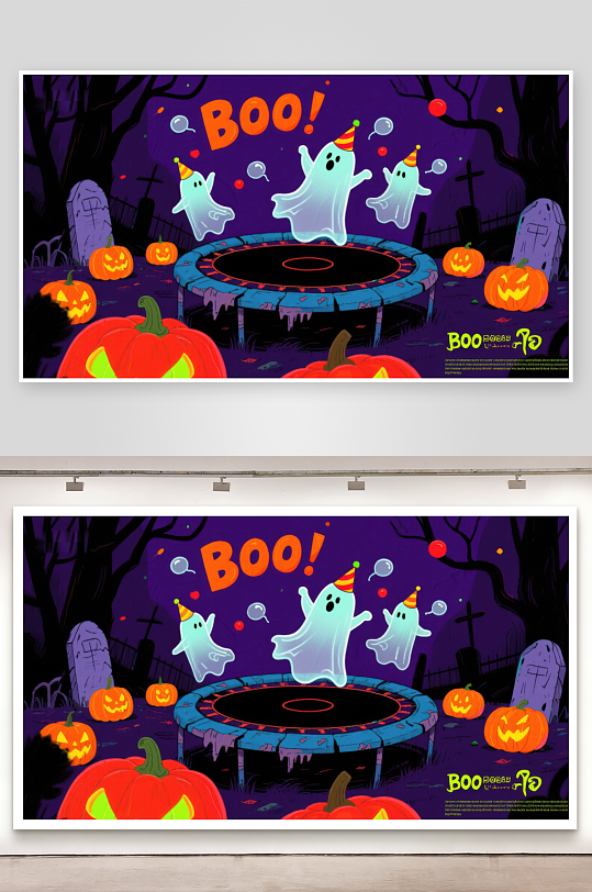 万圣节幽灵蹦床欢乐夜-众图网