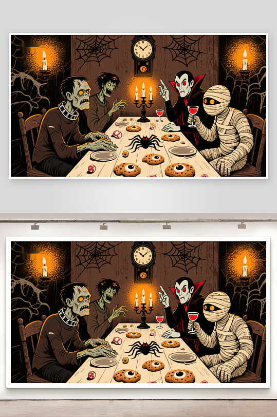 万圣夜的餐桌聚会-众图网