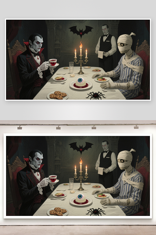神秘晚餐吸血鬼与木乃伊的诡异聚餐-众图网