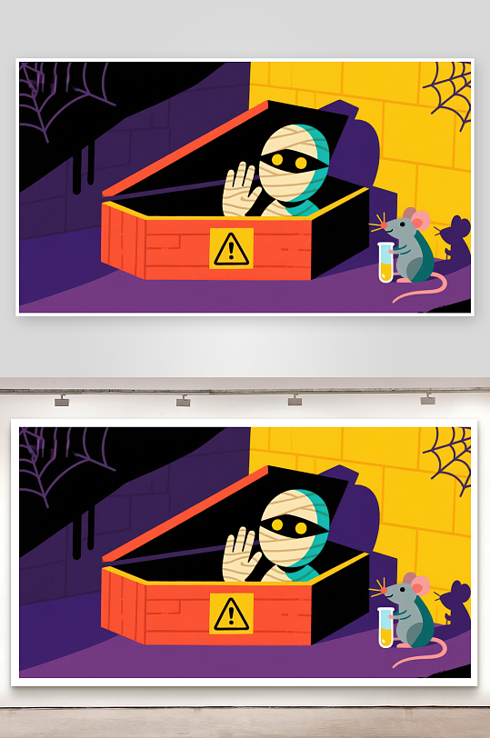 木乃伊从棺材中探出老鼠旁观-众图网