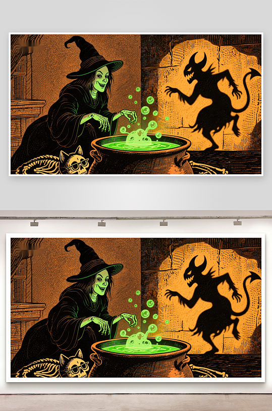 女巫施法幽灵浮现-众图网