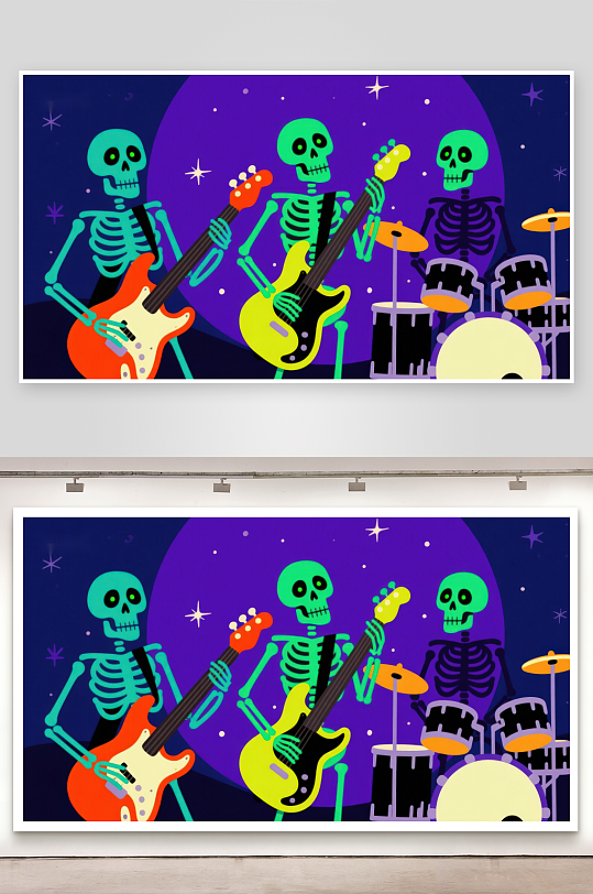 骷髅乐队演奏音乐-众图网