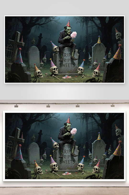 墓地派对骷髅与糖果-众图网