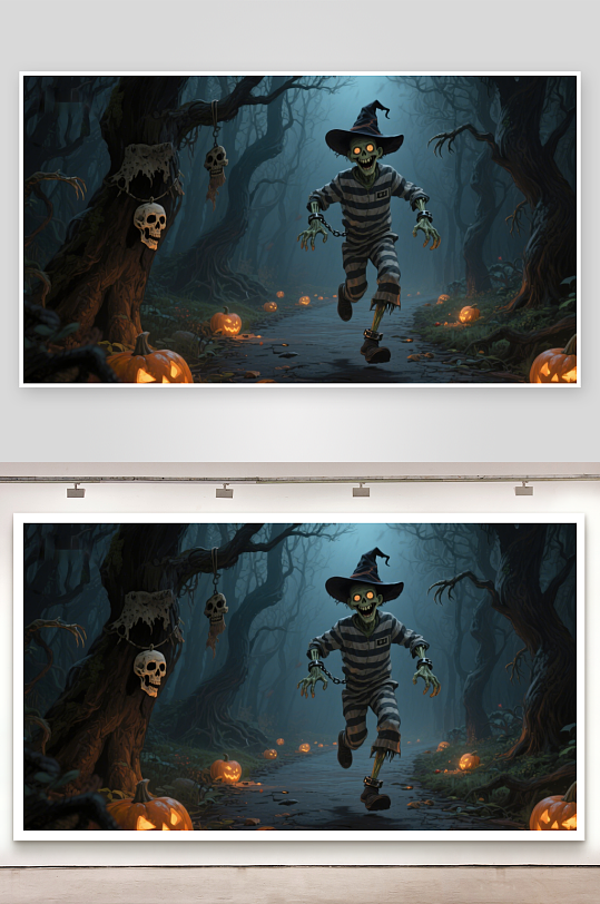 幽灵森林中的骷髅小丑-众图网