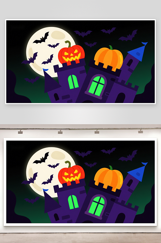 万圣节城堡与满月-众图网