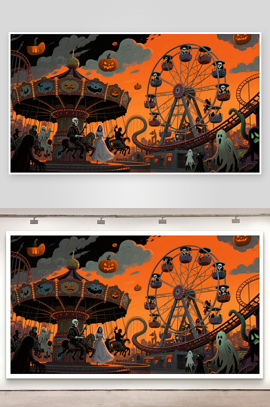 万圣节游乐园的幽灵狂欢-众图网