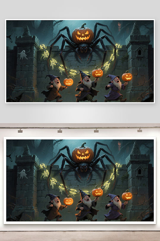南瓜蜘蛛与小矮人万圣节冒险-众图网