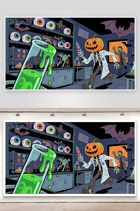 万圣节实验室南瓜骷髅的疯狂实验-众图网