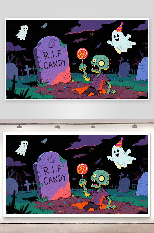 墓地里的糖果僵尸-众图网