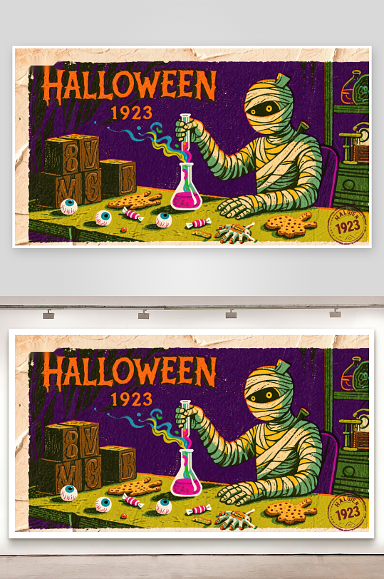 1923年万圣节木乃伊实验场景-众图网