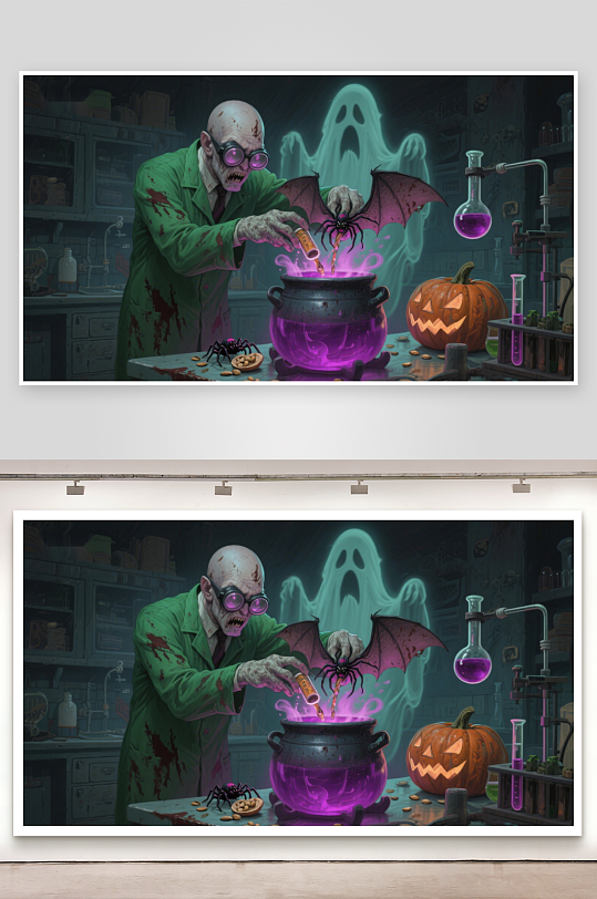 疯狂科学家在实验室酿造神秘药剂-众图网