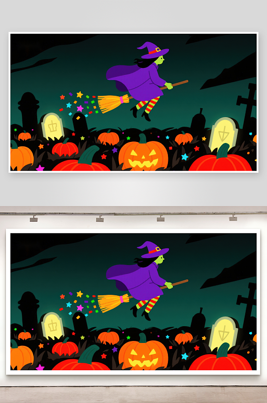 万圣夜巫女飞越墓地-众图网