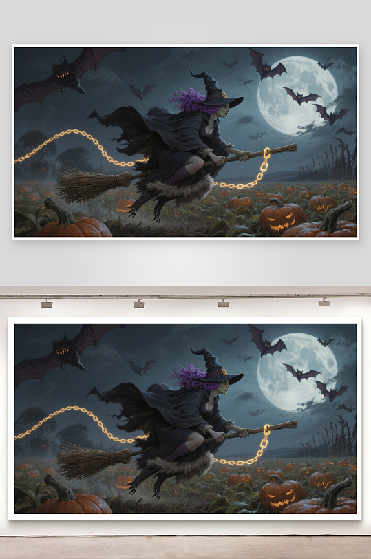 月夜巫女飞越南瓜田-众图网