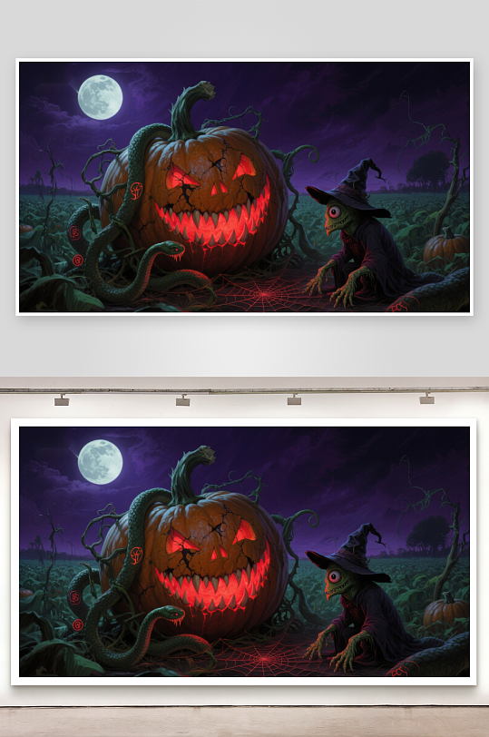 万圣夜的南瓜与巫婆-众图网
