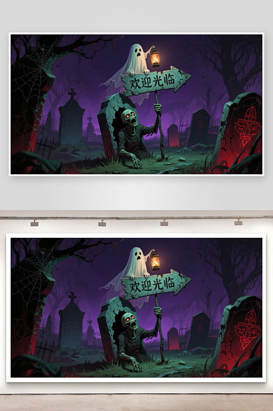 幽灵与僵尸欢迎来墓地-众图网