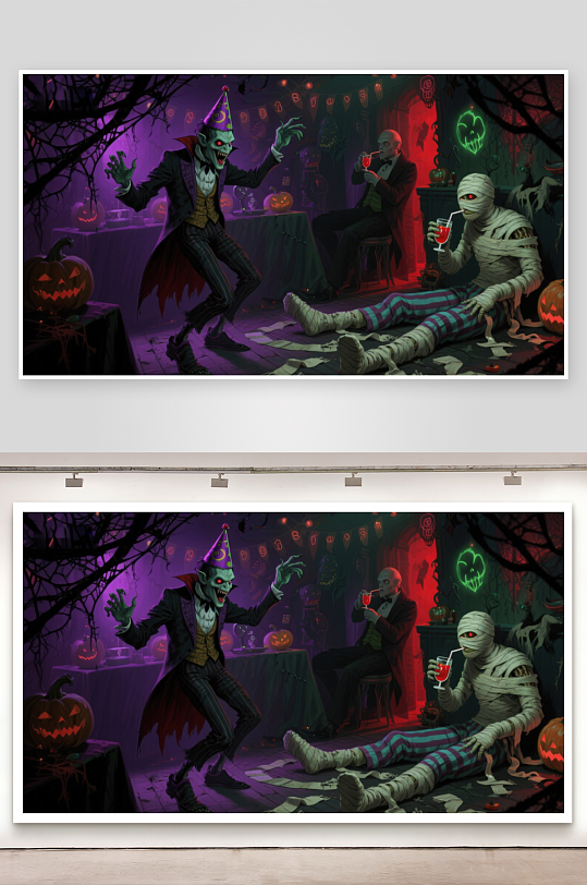 万圣节派对上的怪物狂欢-众图网