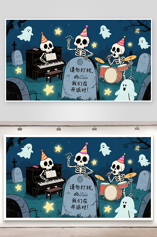 墓地派对骷髅乐队演奏-众图网