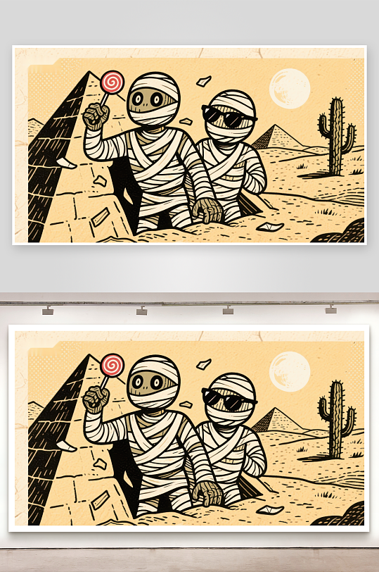 沙漠中的木乃伊与糖果-众图网