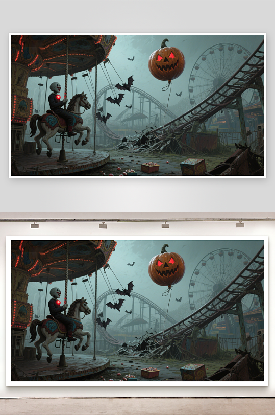 废弃游乐园的万圣节奇景-众图网