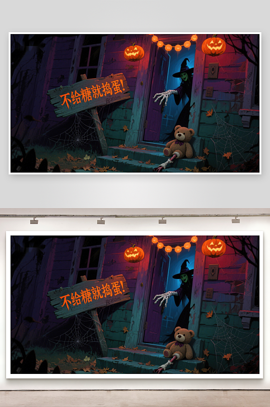 万圣节夜景不给糖就捣蛋-众图网