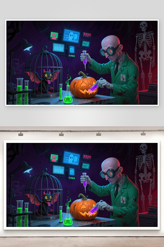 科学家在实验室中进行南瓜实验-众图网