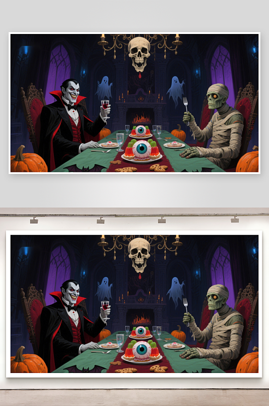 万圣夜盛宴吸血鬼与木乃伊的晚餐-众图网