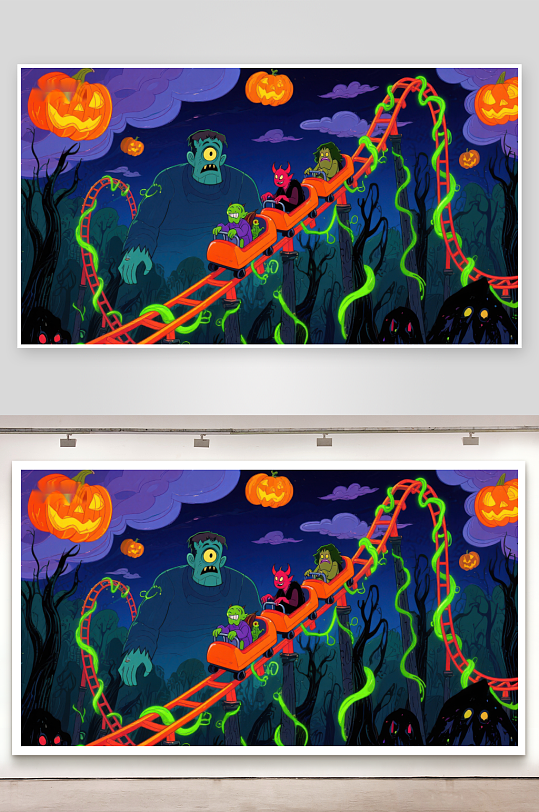 万圣节主题过山车惊险夜游-众图网