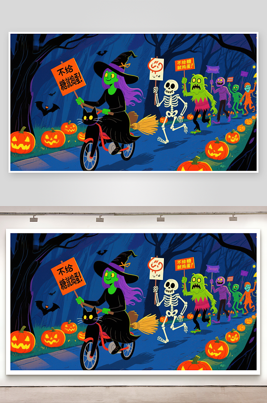 万圣节游行巫师与僵尸的欢乐夜-众图网