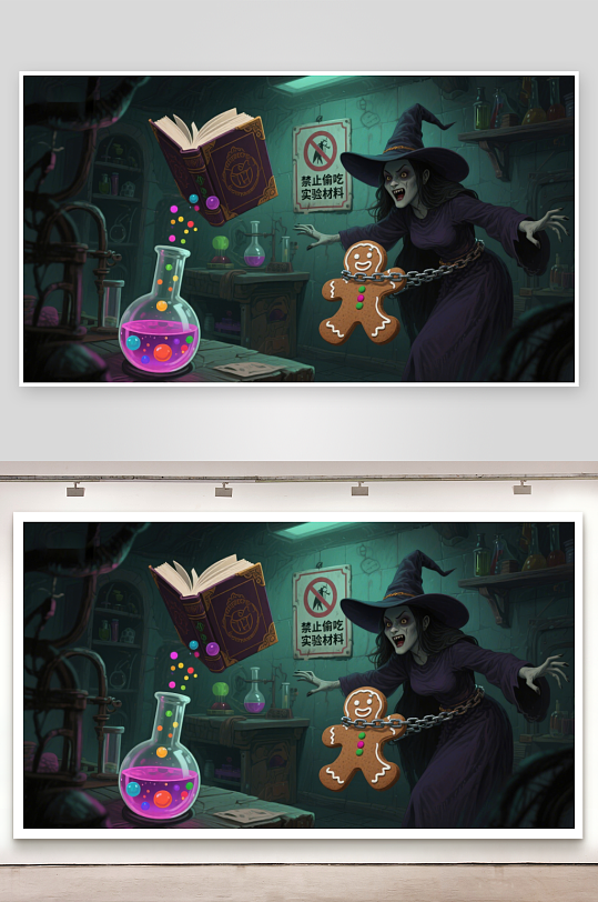 女巫实验室魔法书与姜饼人-众图网