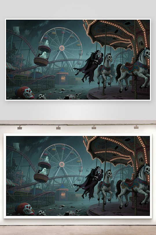 幽灵游乐场的神秘夜晚-众图网